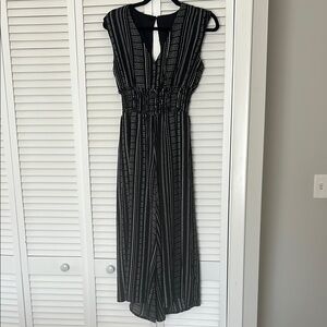 Elegant Black and White Striped Jumpsuit